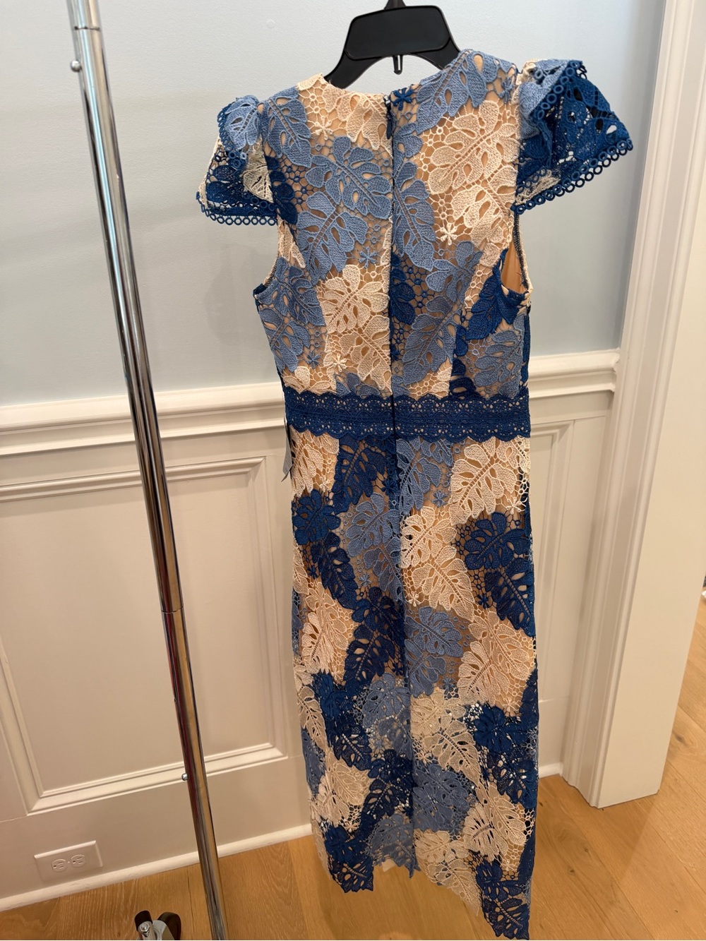 Adelyn Rae Blue and Cream Lace Midi Dress size XS NWT - Picture 11 of 16